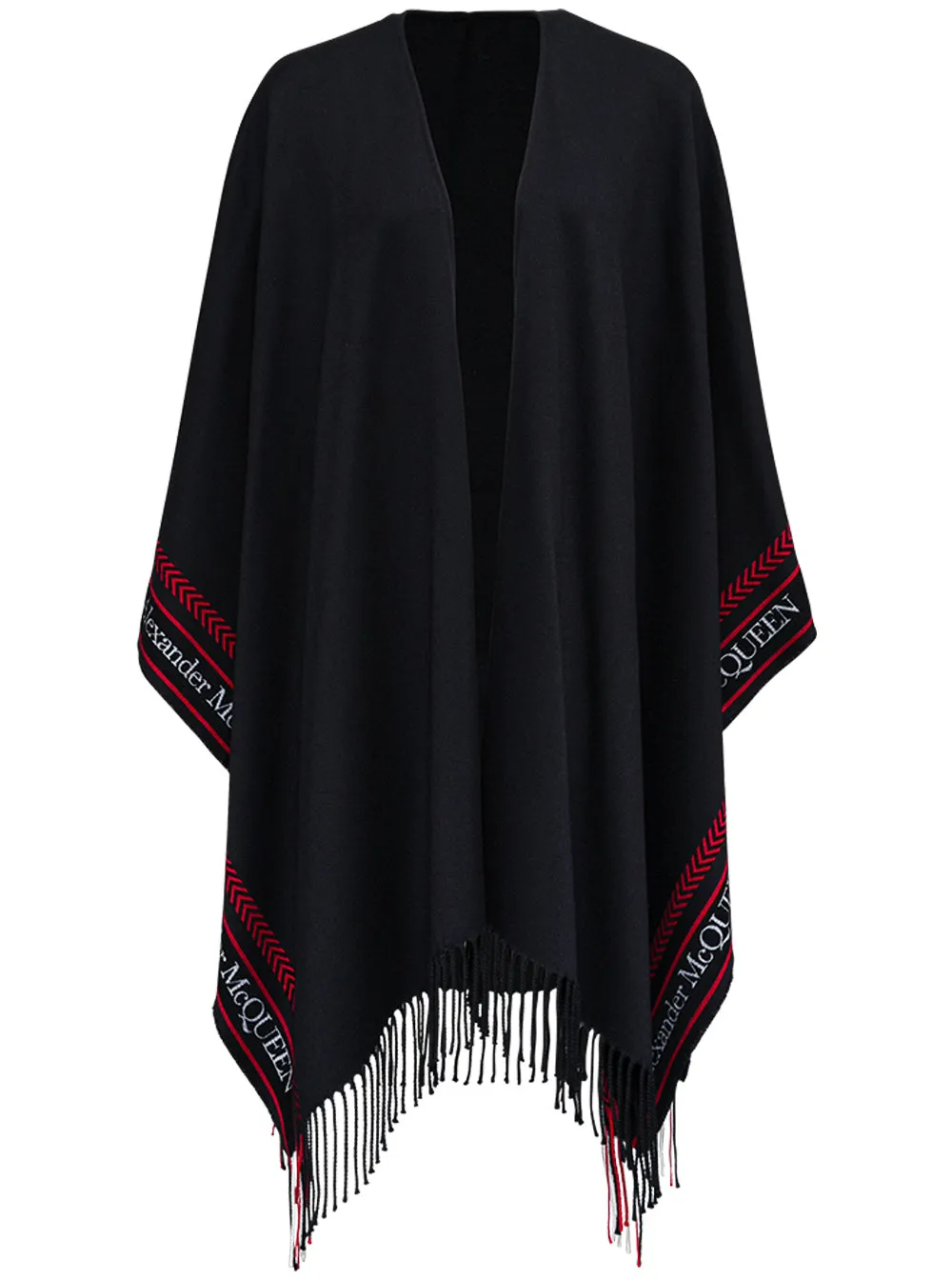 Alexander McQueen Logo Detailed Fringed Cape