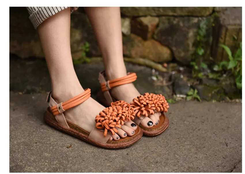 ARTMU WIDE FIT EMBELLISHED FLAT SANDALS IN LEATHER