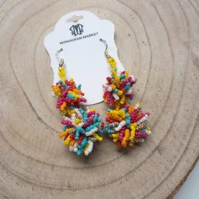 Beaded Earrings, Multi Colored Dangles