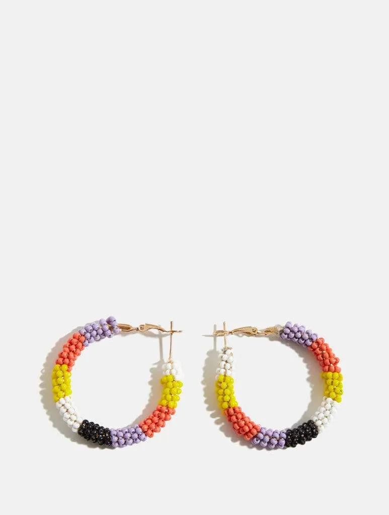 Beaded Striped Hoop Earrings