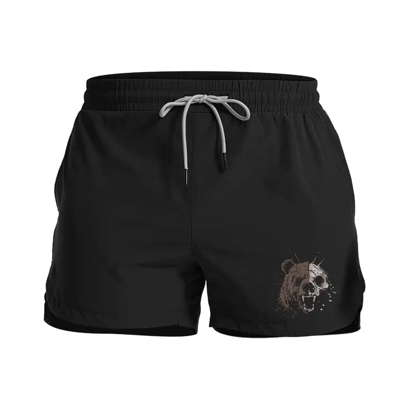 Bear And Skull Graphic Shorts