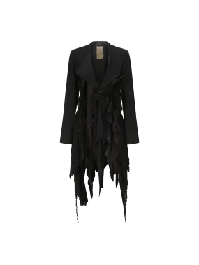 Black Asymmetric Hem Draped Blazer