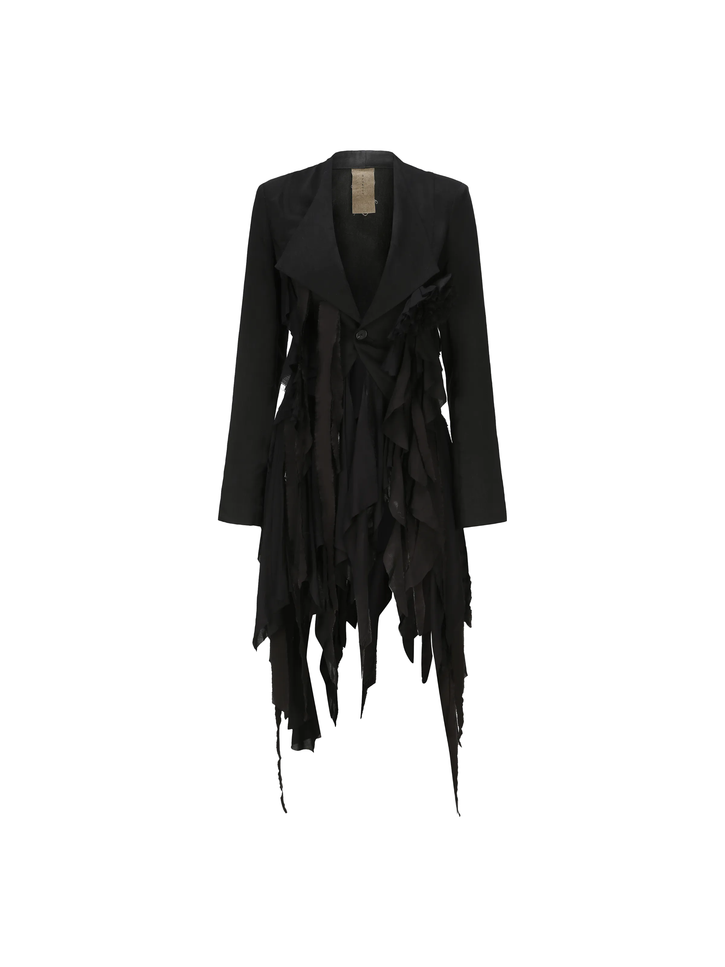 Black Asymmetric Hem Draped Blazer