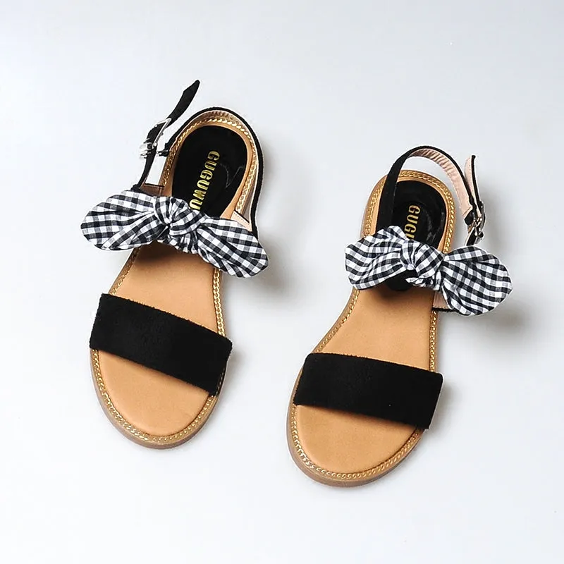 BOOPDO DESIGN BOW STRIPE SANDALS