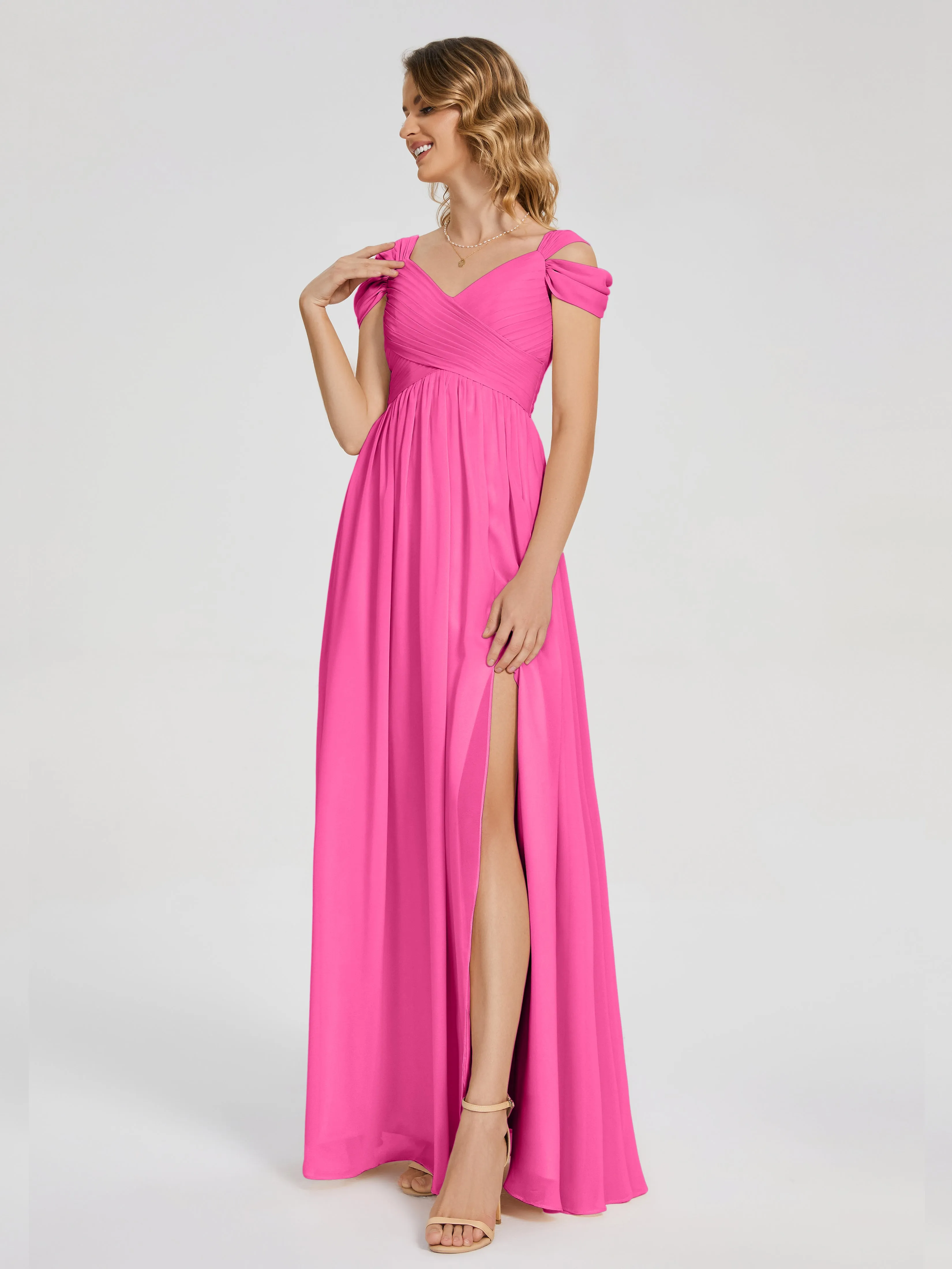 Bridesmaid Dresses Azalea Charlee Flowy Split Chiffon Bridesmaid Dresses