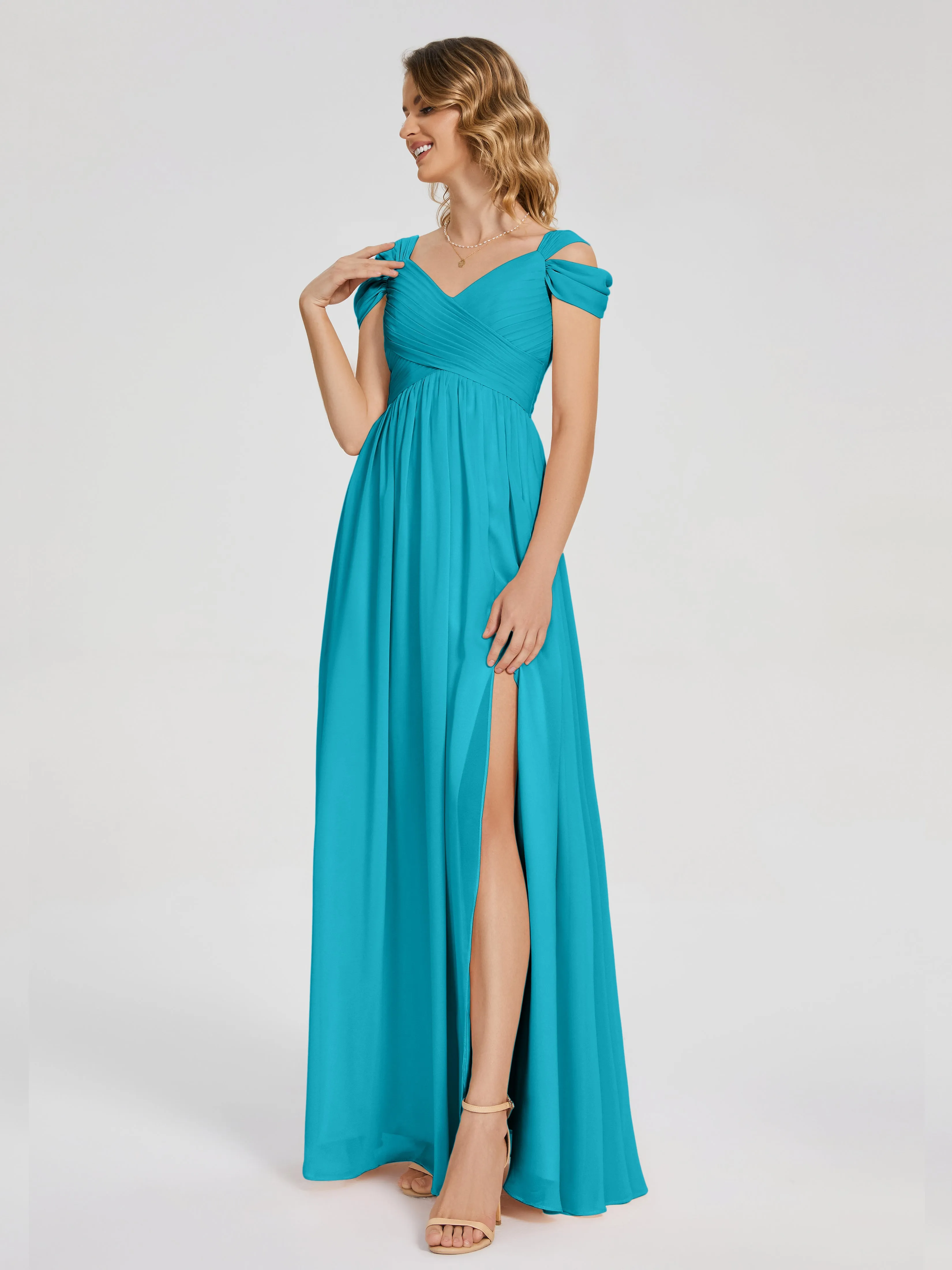 Bridesmaid Dresses Jade Charlee Flowy Split Chiffon Bridesmaid Dresses