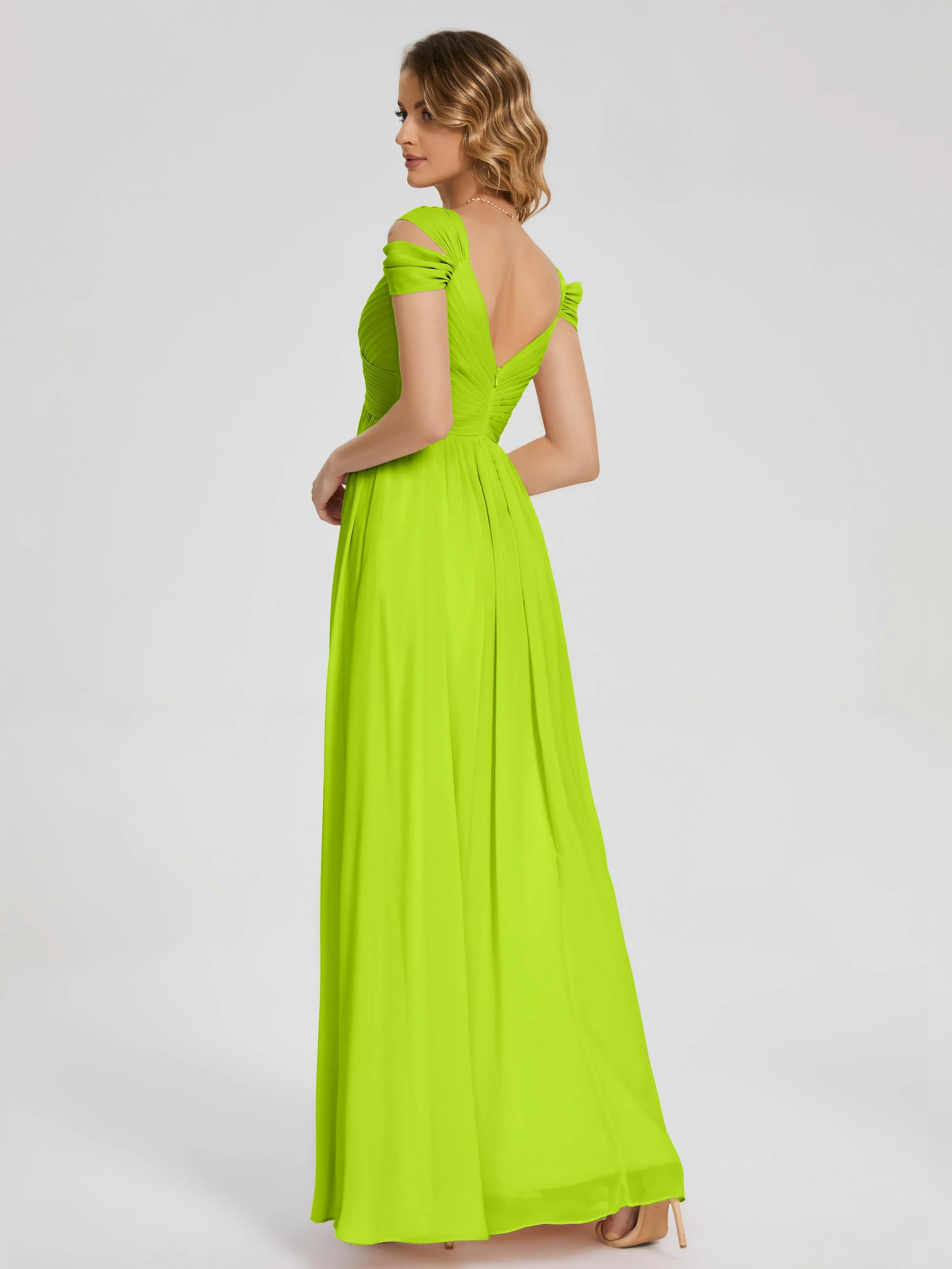 Bridesmaid Lime Green Dresses Charlee Flowy Split Chiffon Bridesmaid Dresses