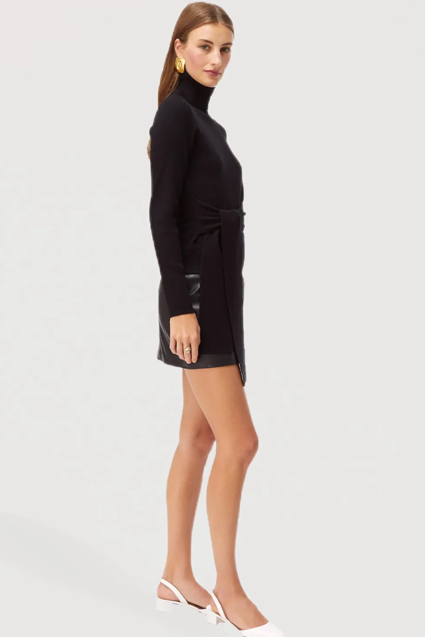 Brielle Tie-front Long Sleeve Turtleneck