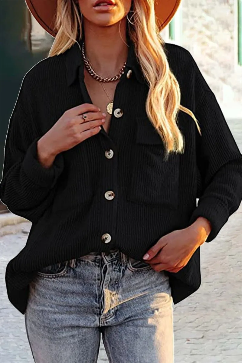 Button-Up Knit Corduroy Jacket