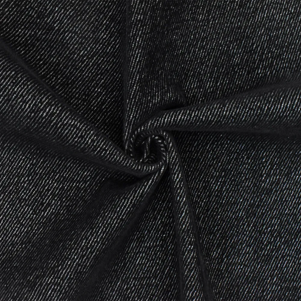 Cat Black-Gray Velvet Twill-Like Stretch Polyester Double Knit Fabric