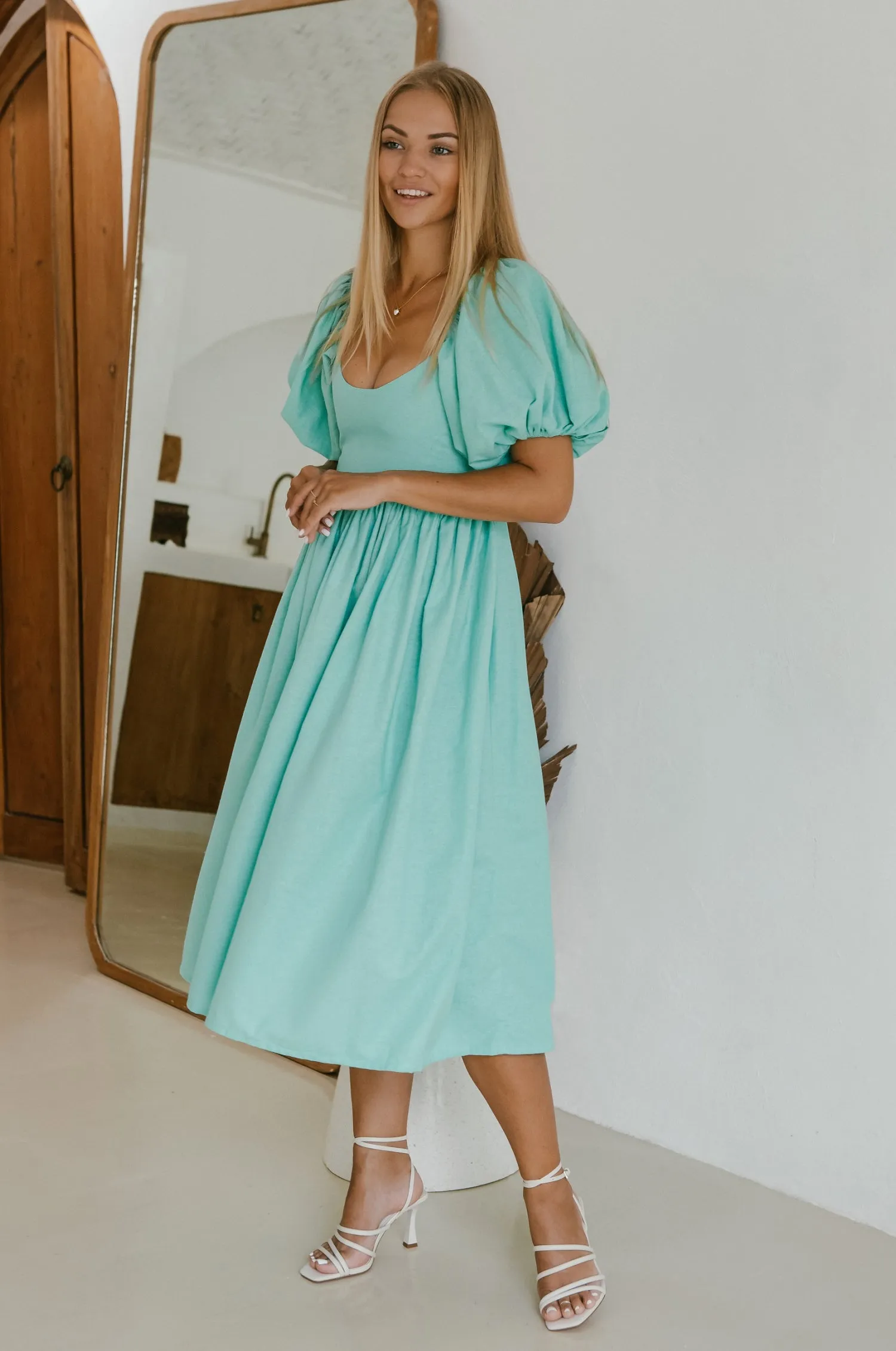 Cherie Puff Sleeve Midi Dress