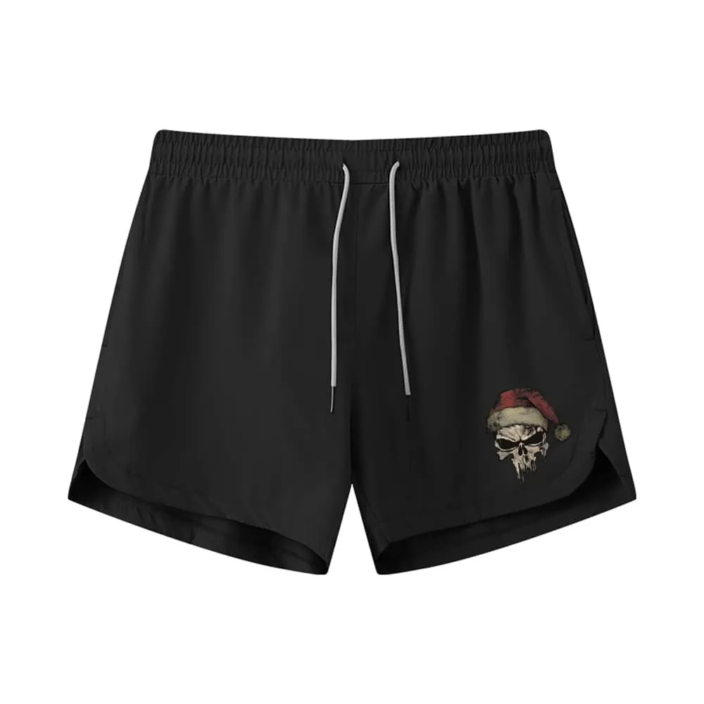 Christmas Punisher Skull Graphic Shorts