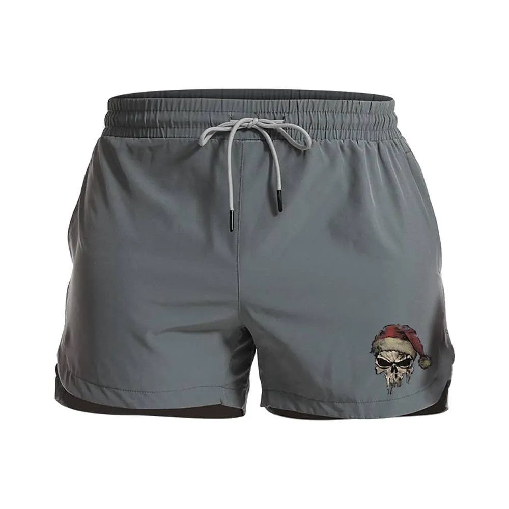 Christmas Punisher Skull Graphic Shorts