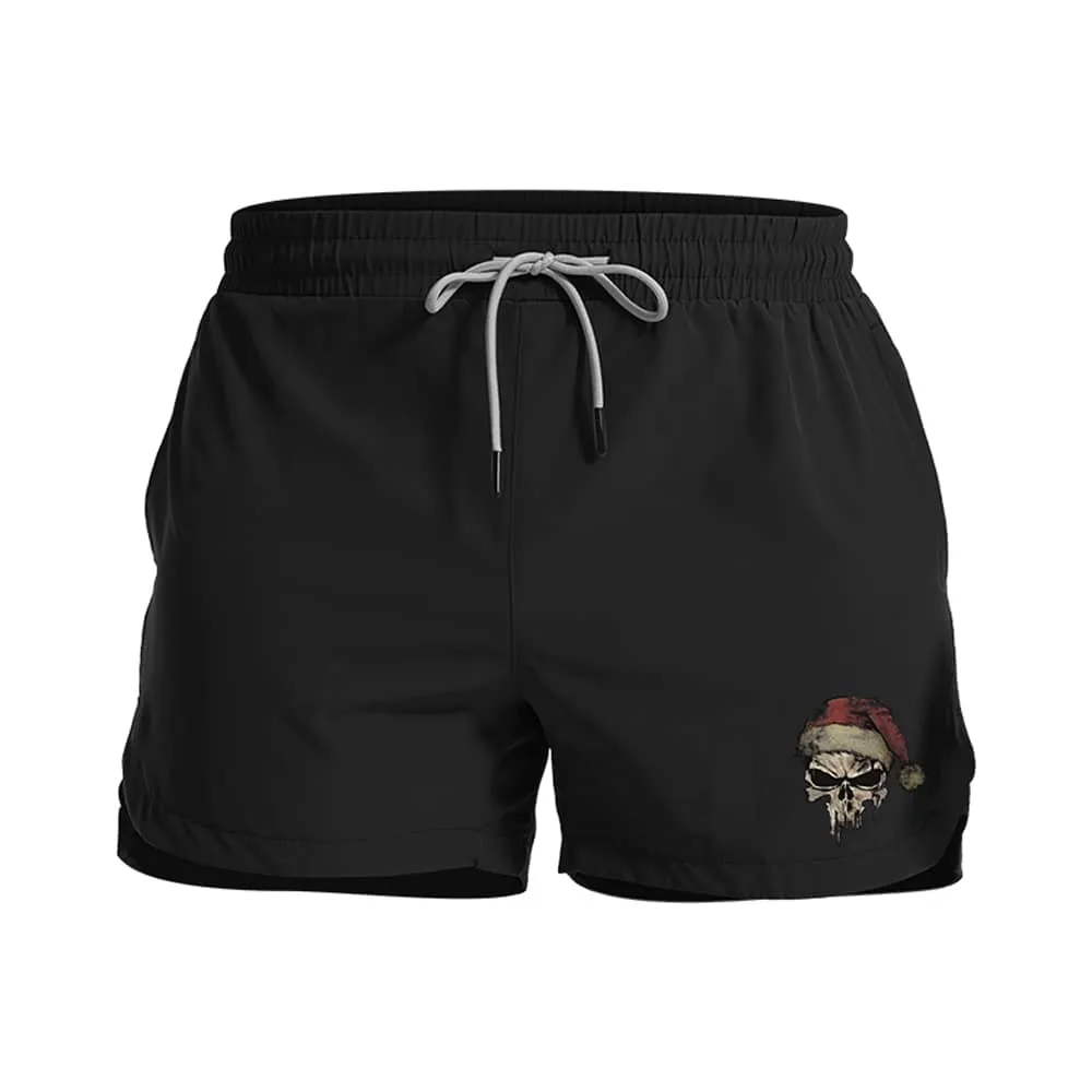 Christmas Punisher Skull Graphic Shorts