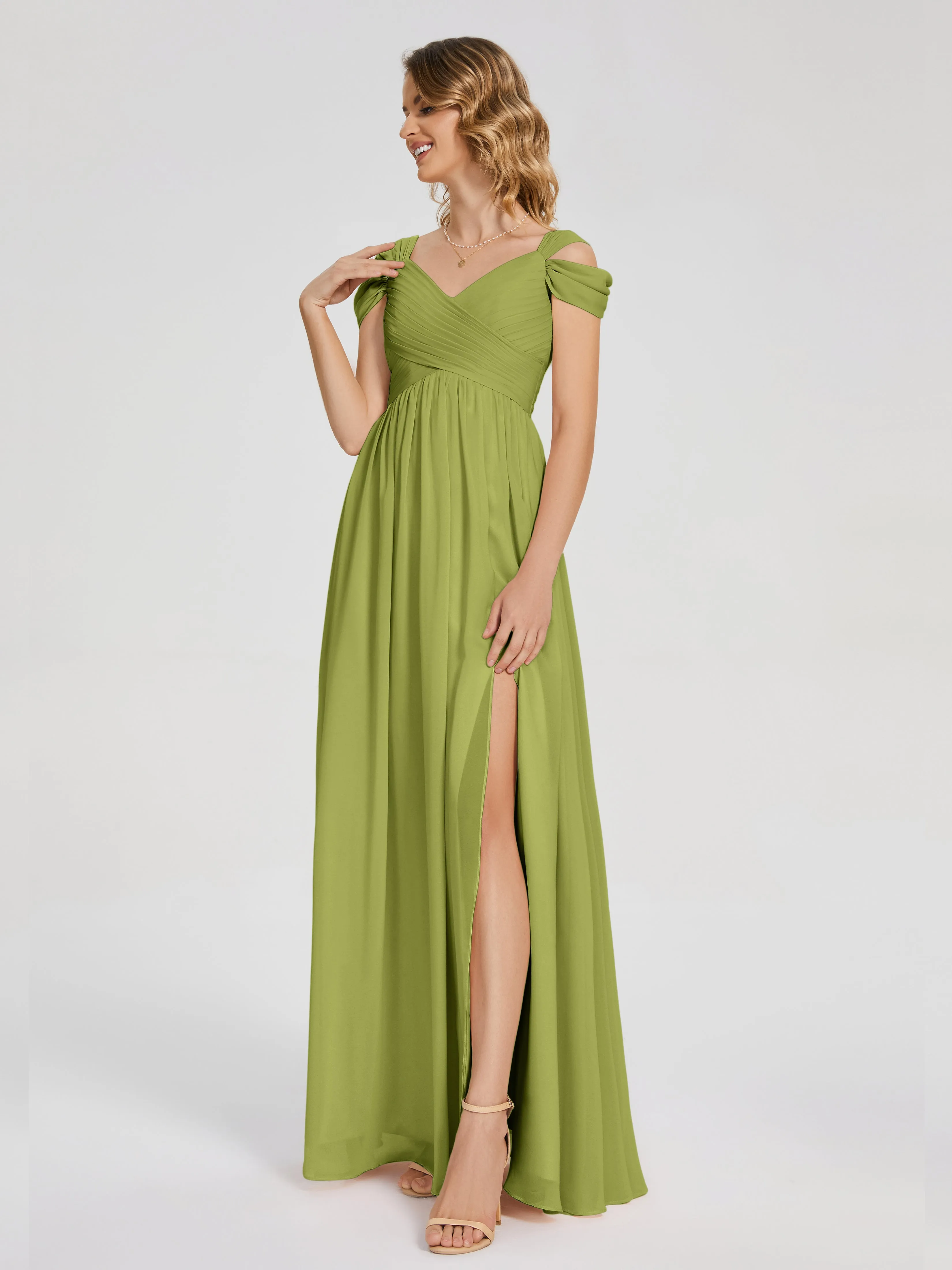 Clover Bridesmaid Dress Charlee Flowy Split Chiffon Bridesmaid Dresses