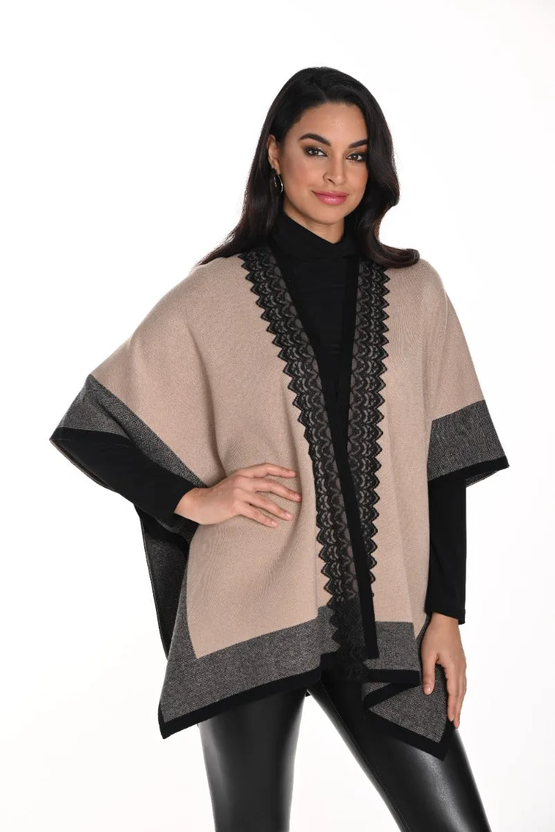 Color Block Lace Trim Cape