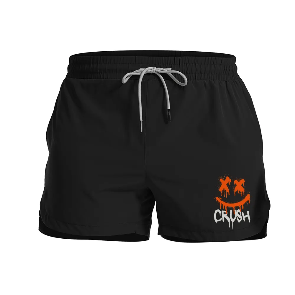 Crush Smiley Face Graphic Shorts