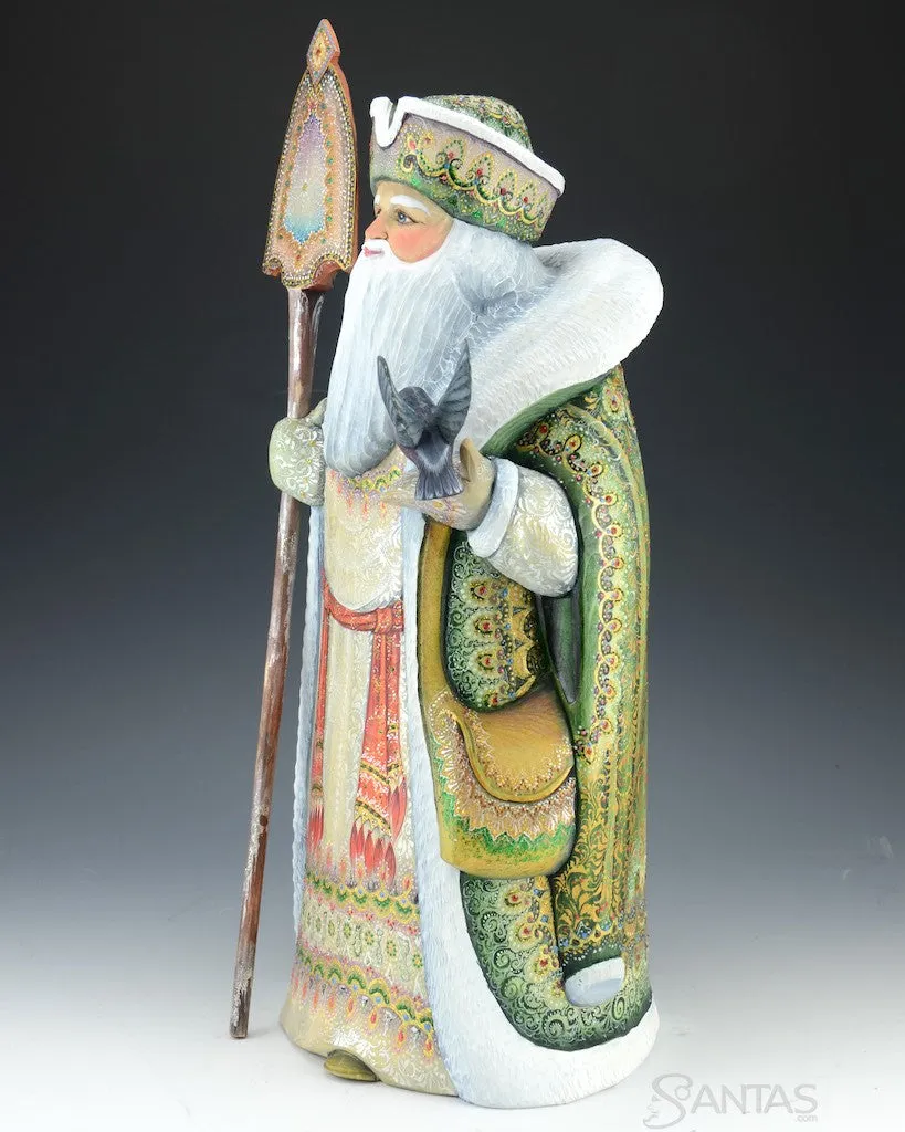 Emerald Green Elegant Russian Santa Carving