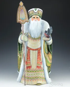 Emerald Green Elegant Russian Santa Carving