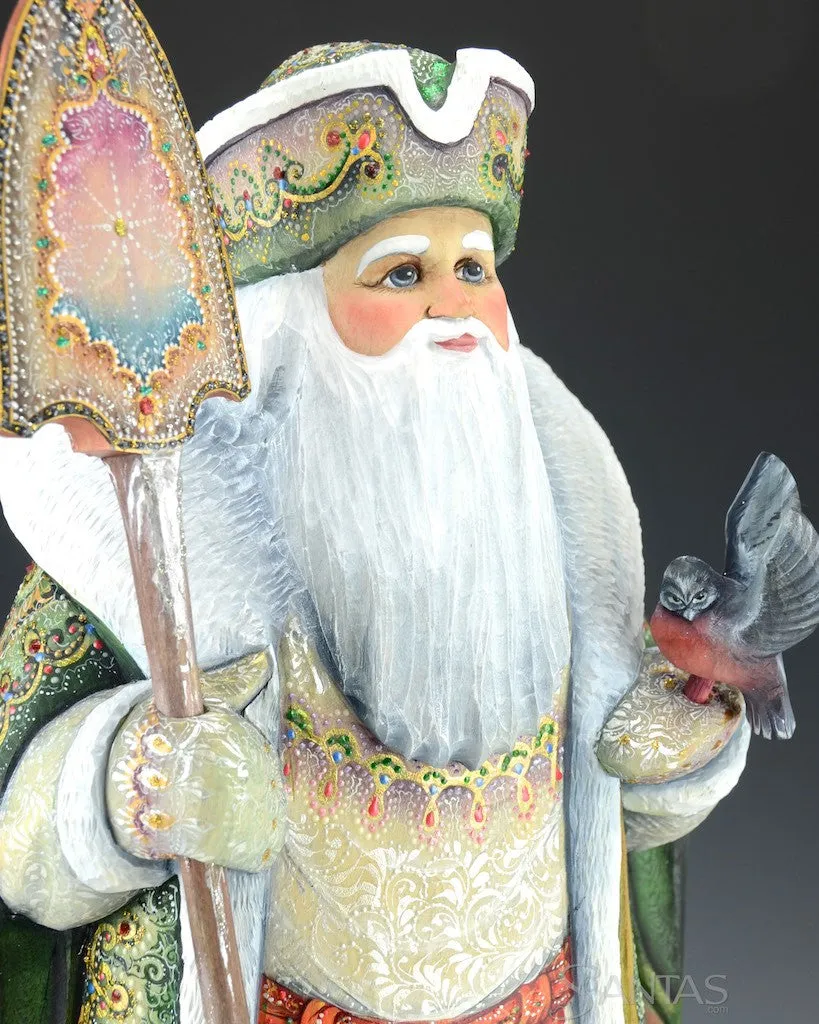 Emerald Green Elegant Russian Santa Carving