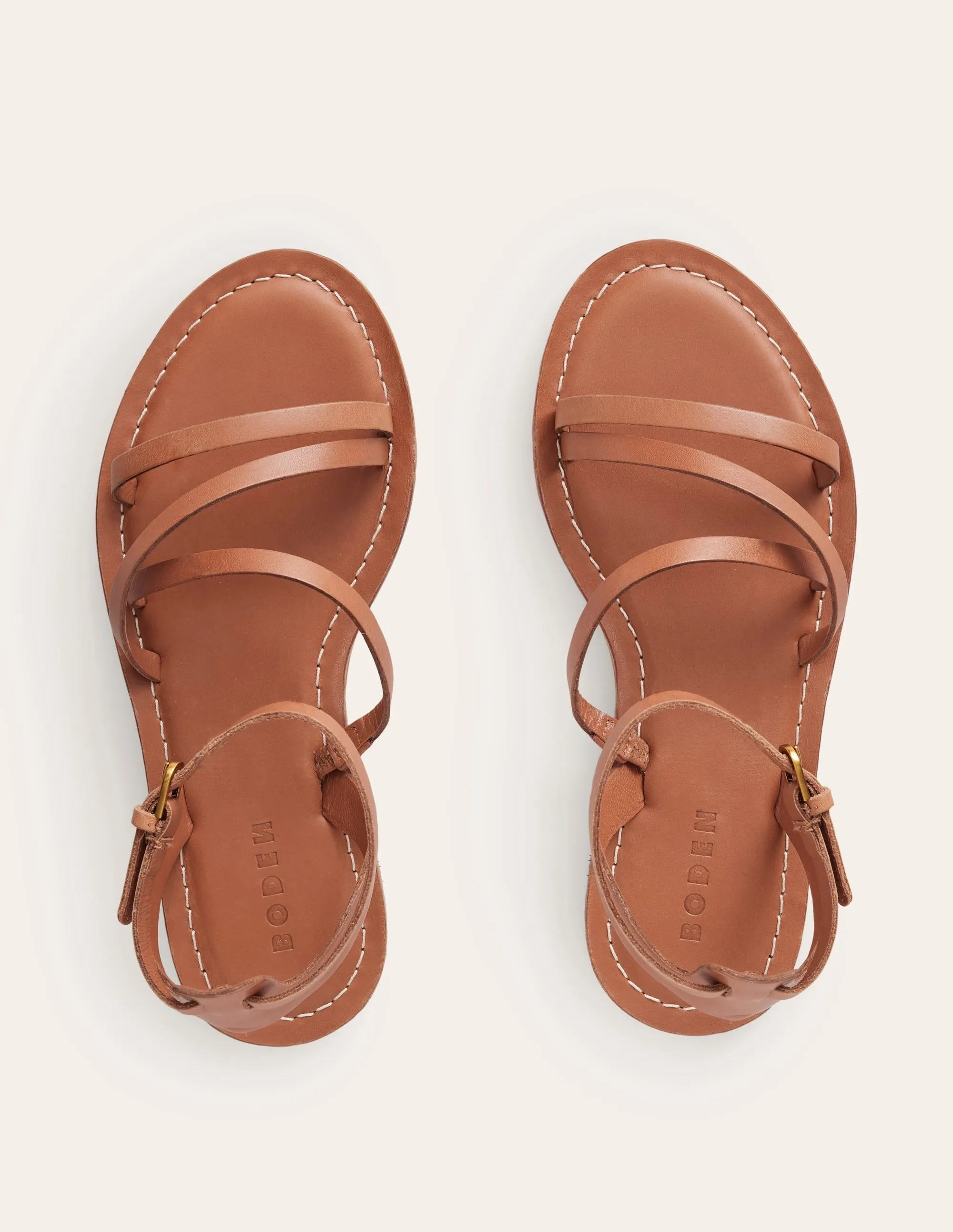 Everyday Flat Sandals-Tan Leather