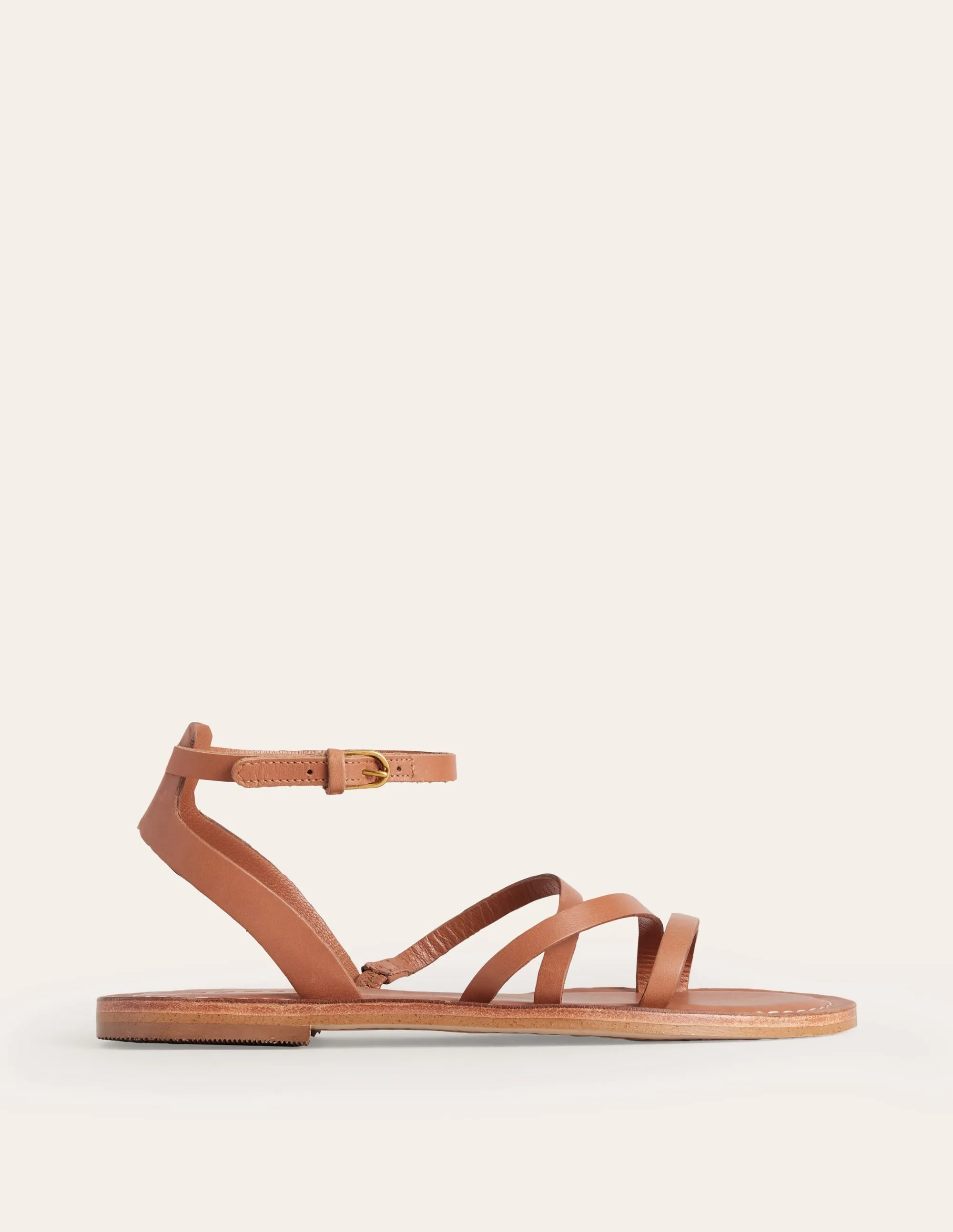 Everyday Flat Sandals-Tan Leather