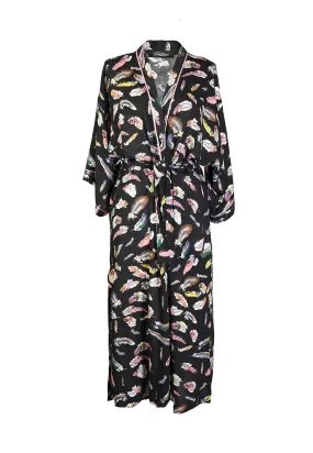 Feather Print Cotton Robe