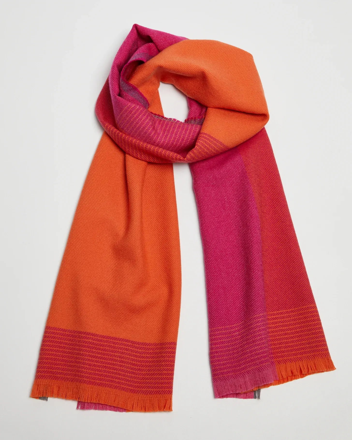 Foxford Orange And Pink Merino Wool Scarf