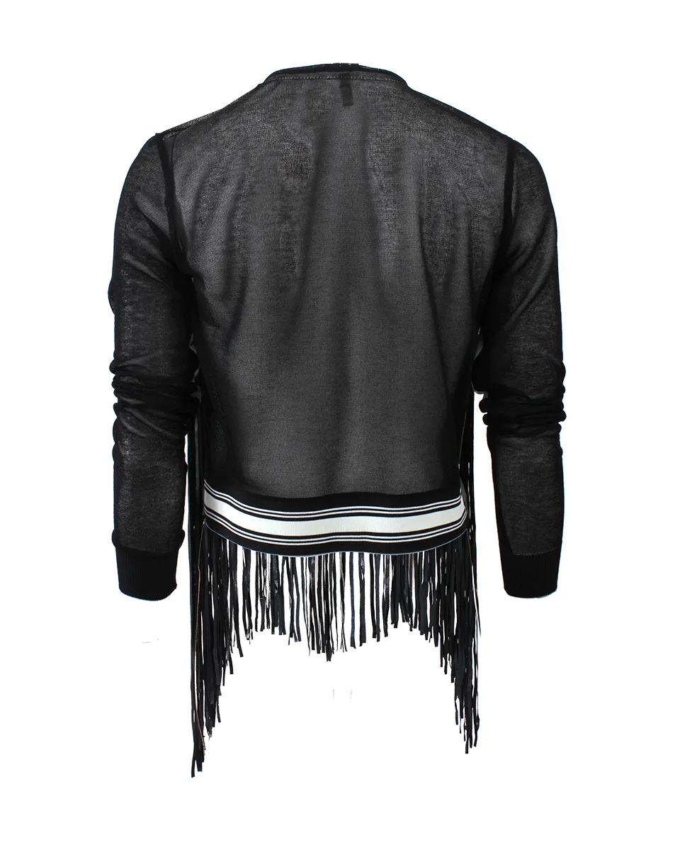 Fringed Leather Cardigan