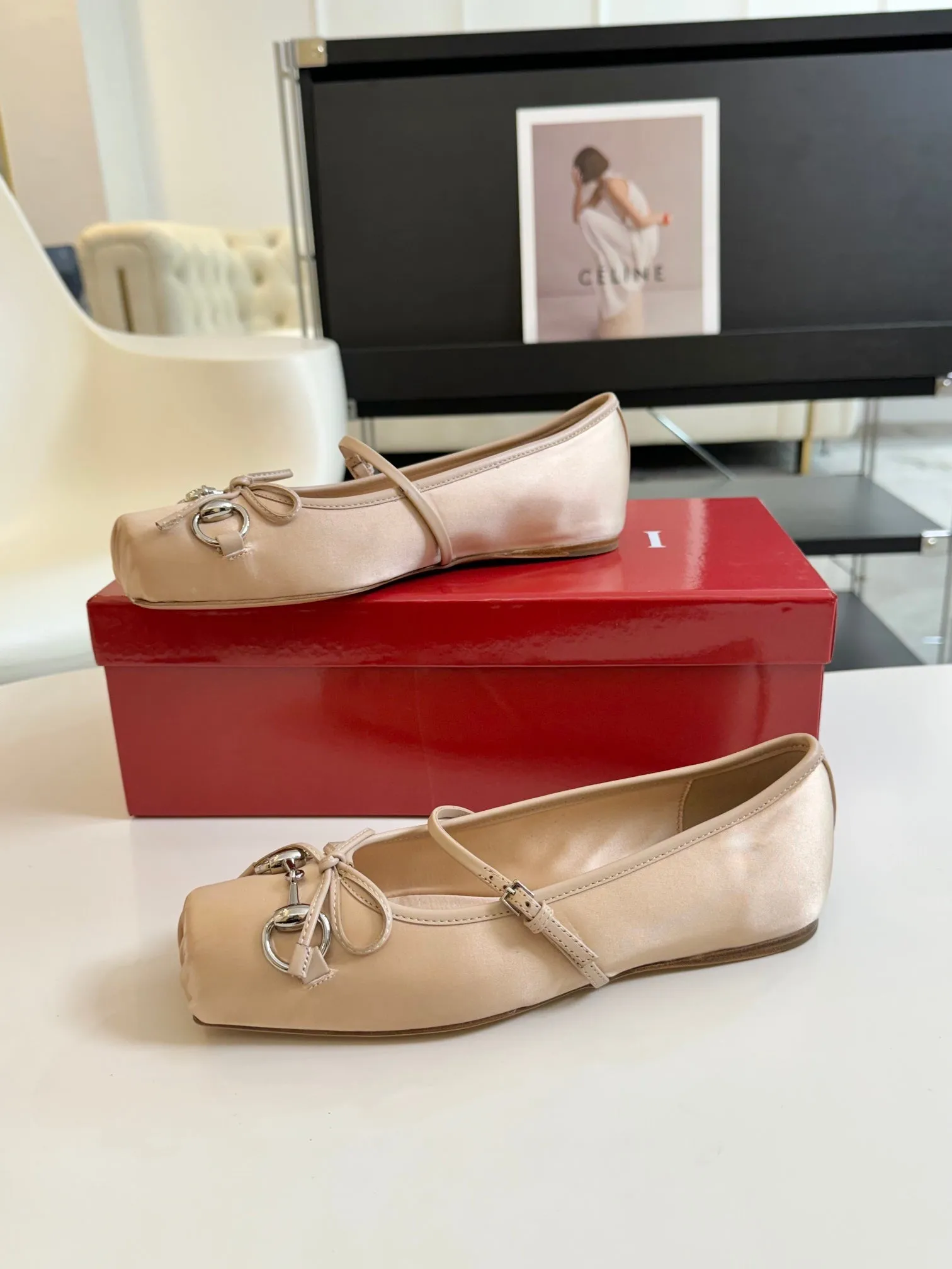 GG BALLET FLAT CREAM SILK