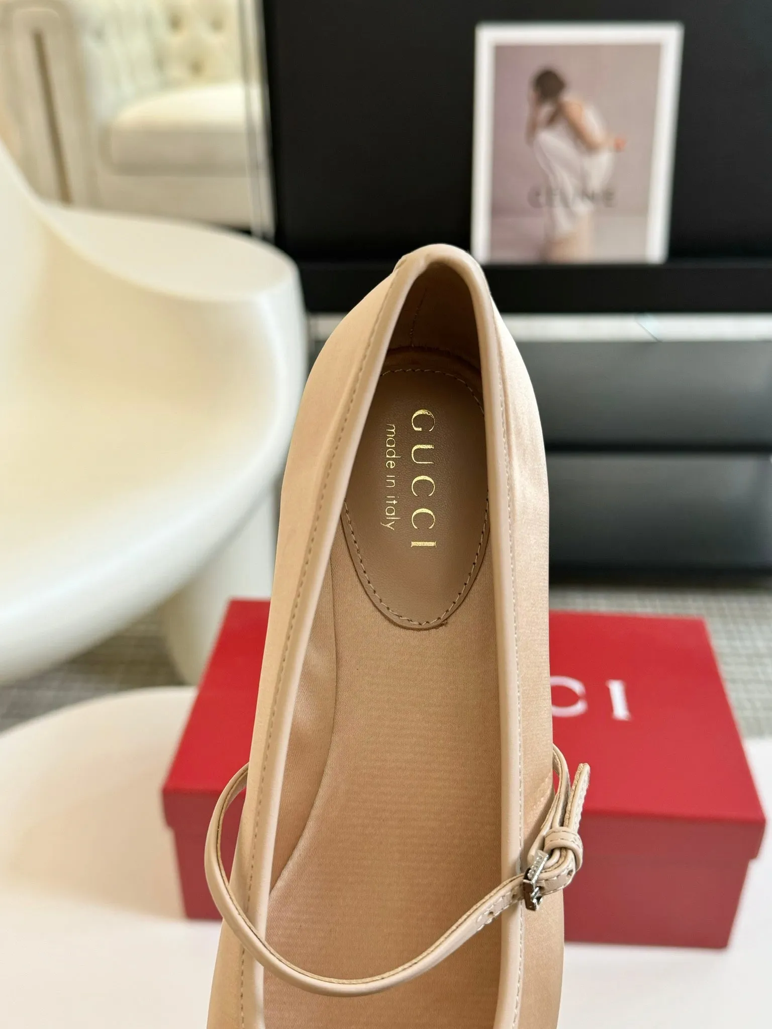 GG BALLET FLAT CREAM SILK