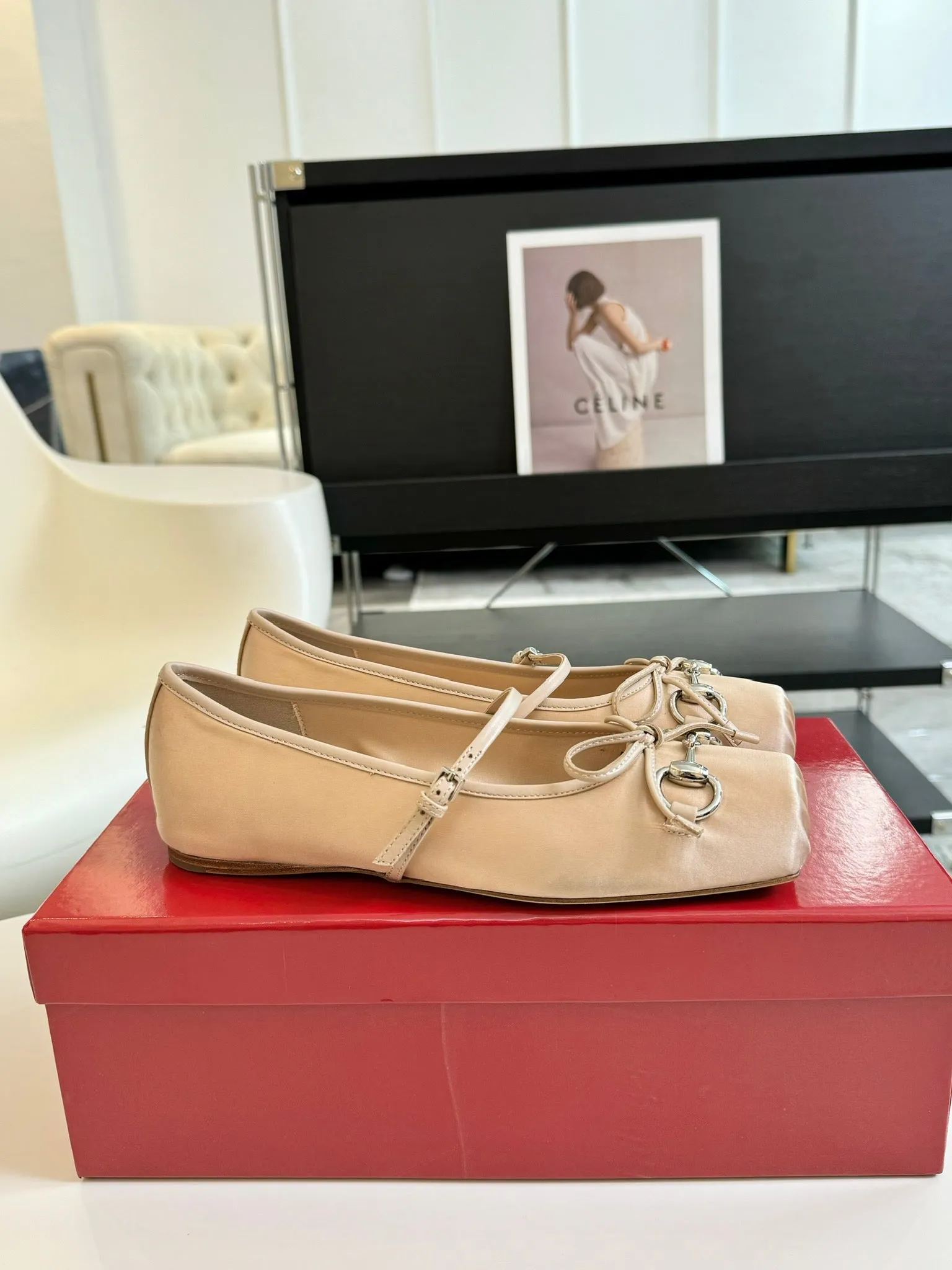 GG BALLET FLAT CREAM SILK