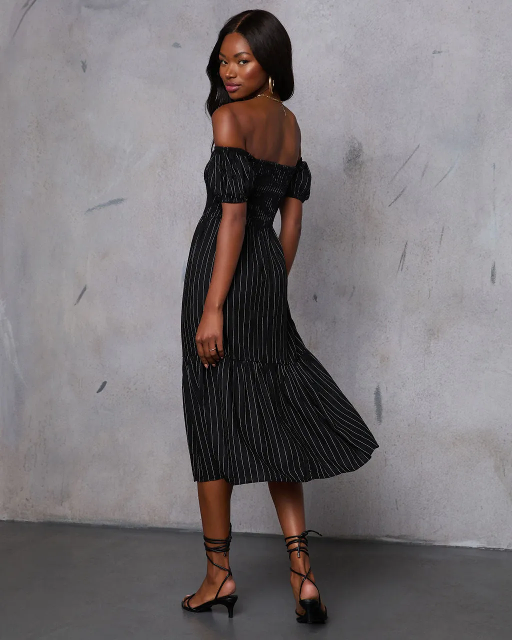 Harvest Moons Striped Midi Dress