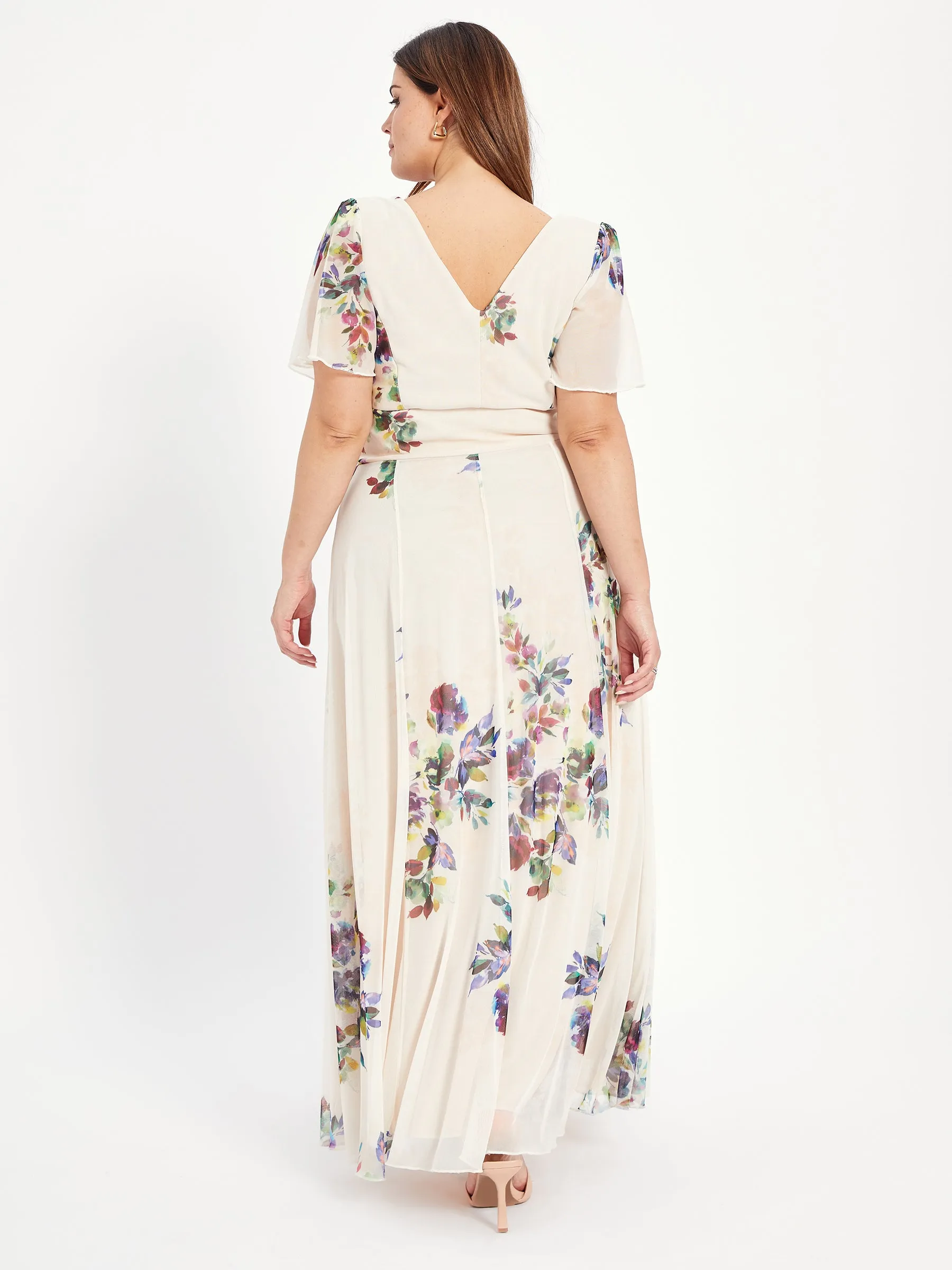 Isabelle Ivory Multi Float Sleeve Maxi Dress