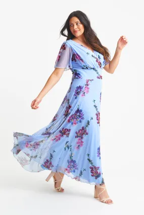 Isabelle Light Blue Float Sleeve Maxi Dress