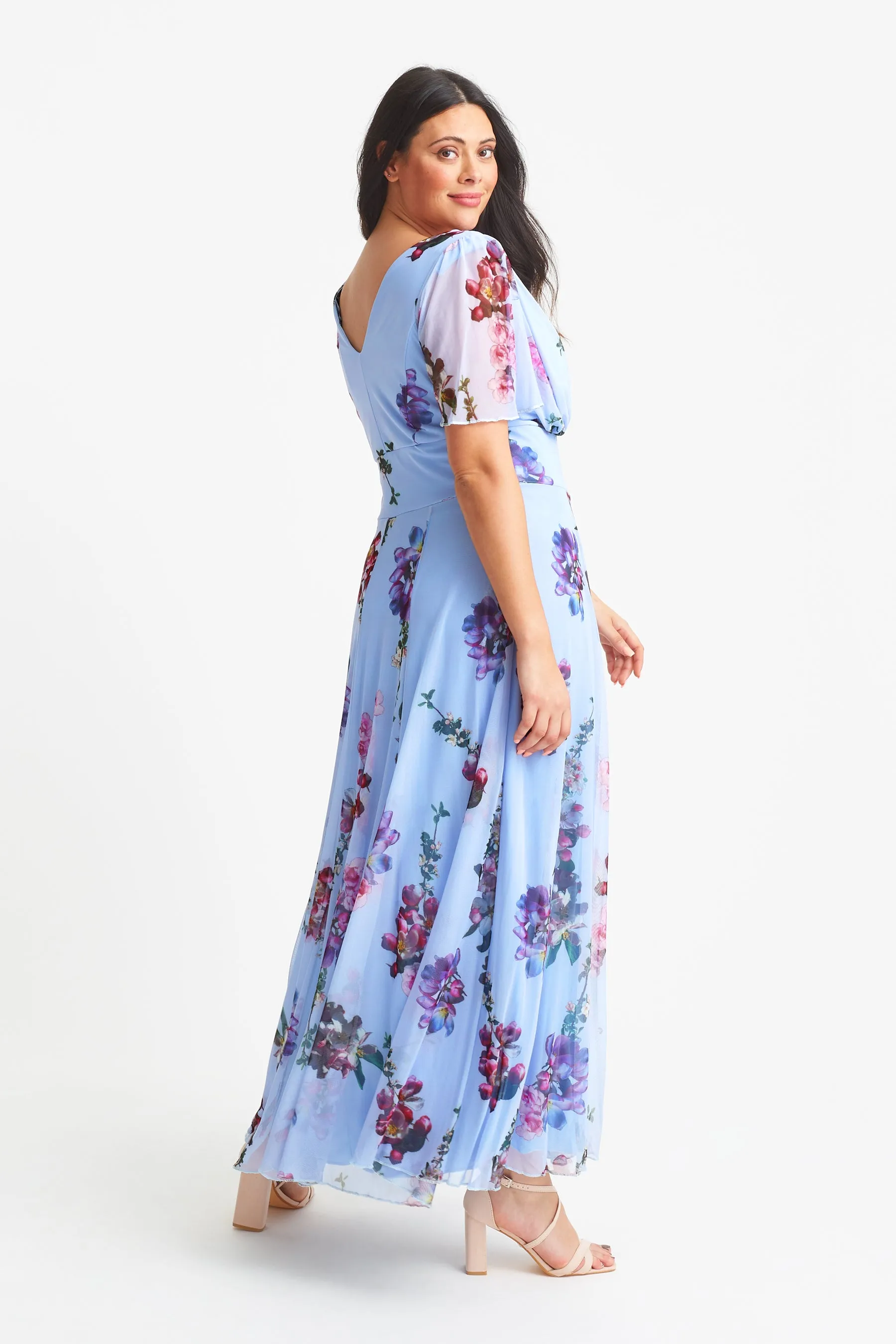 Isabelle Light Blue Float Sleeve Maxi Dress