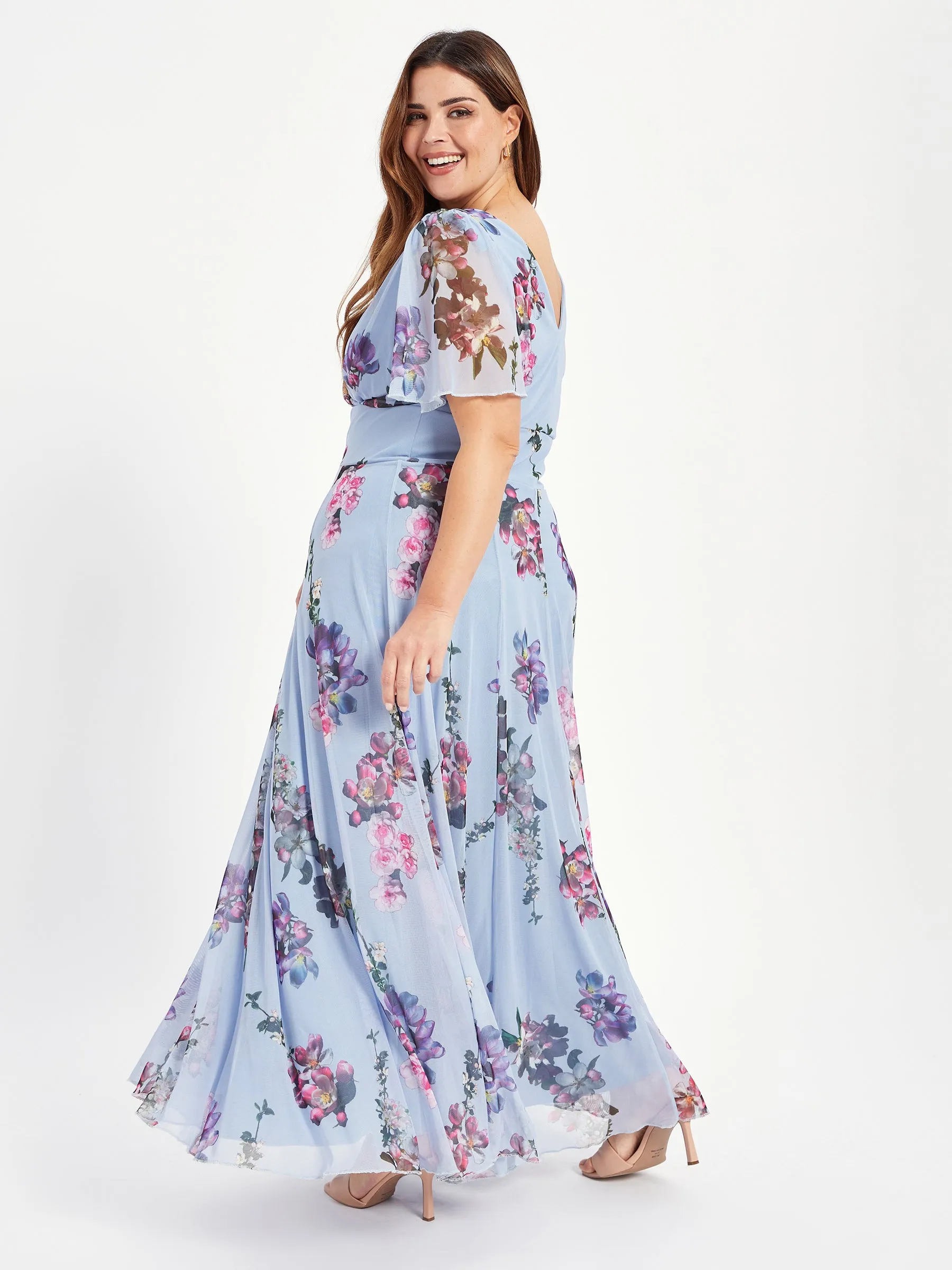 Isabelle Light Blue Float Sleeve Maxi Dress