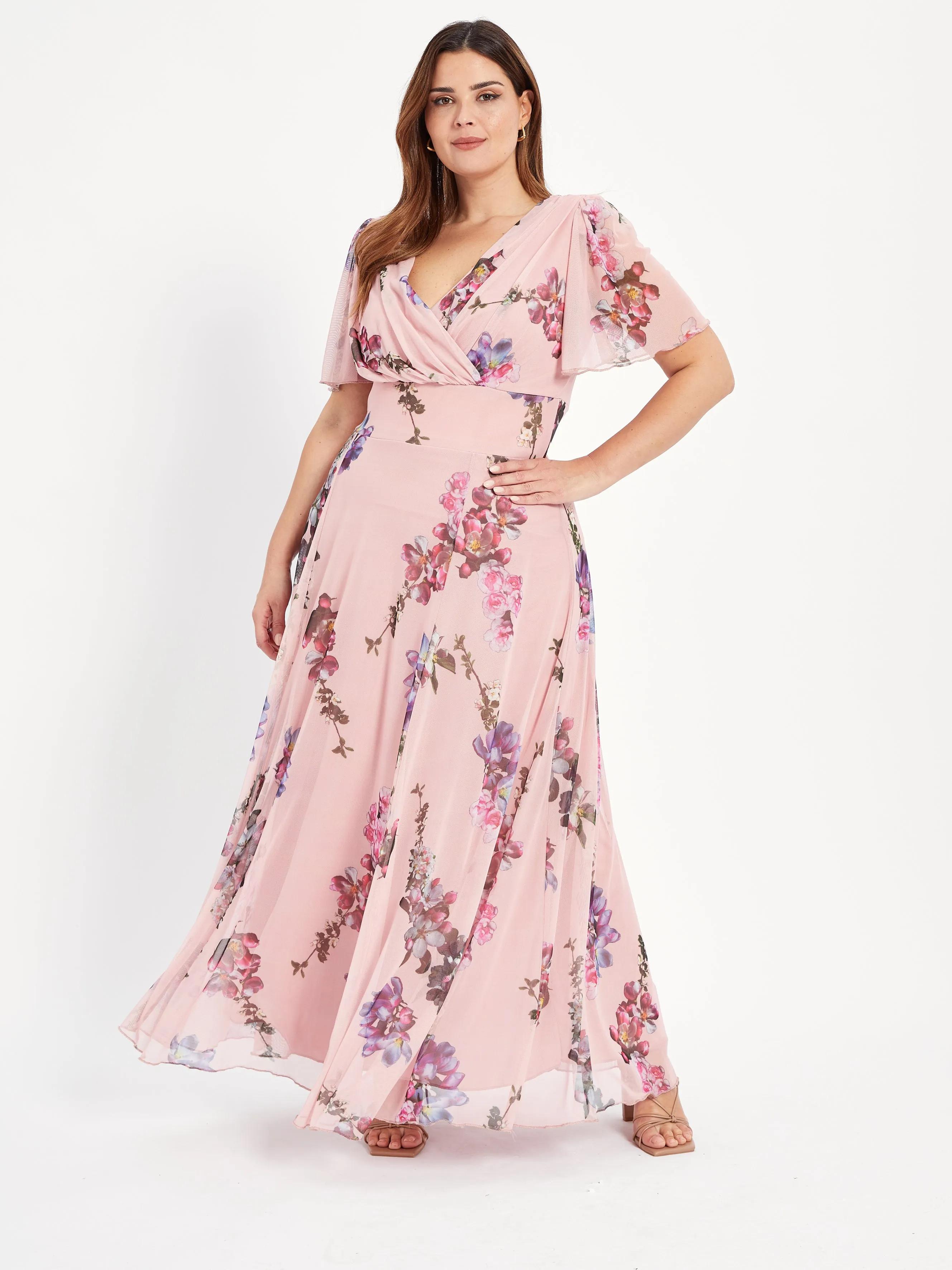 Isabelle Light Pink Float Sleeve Maxi Dress