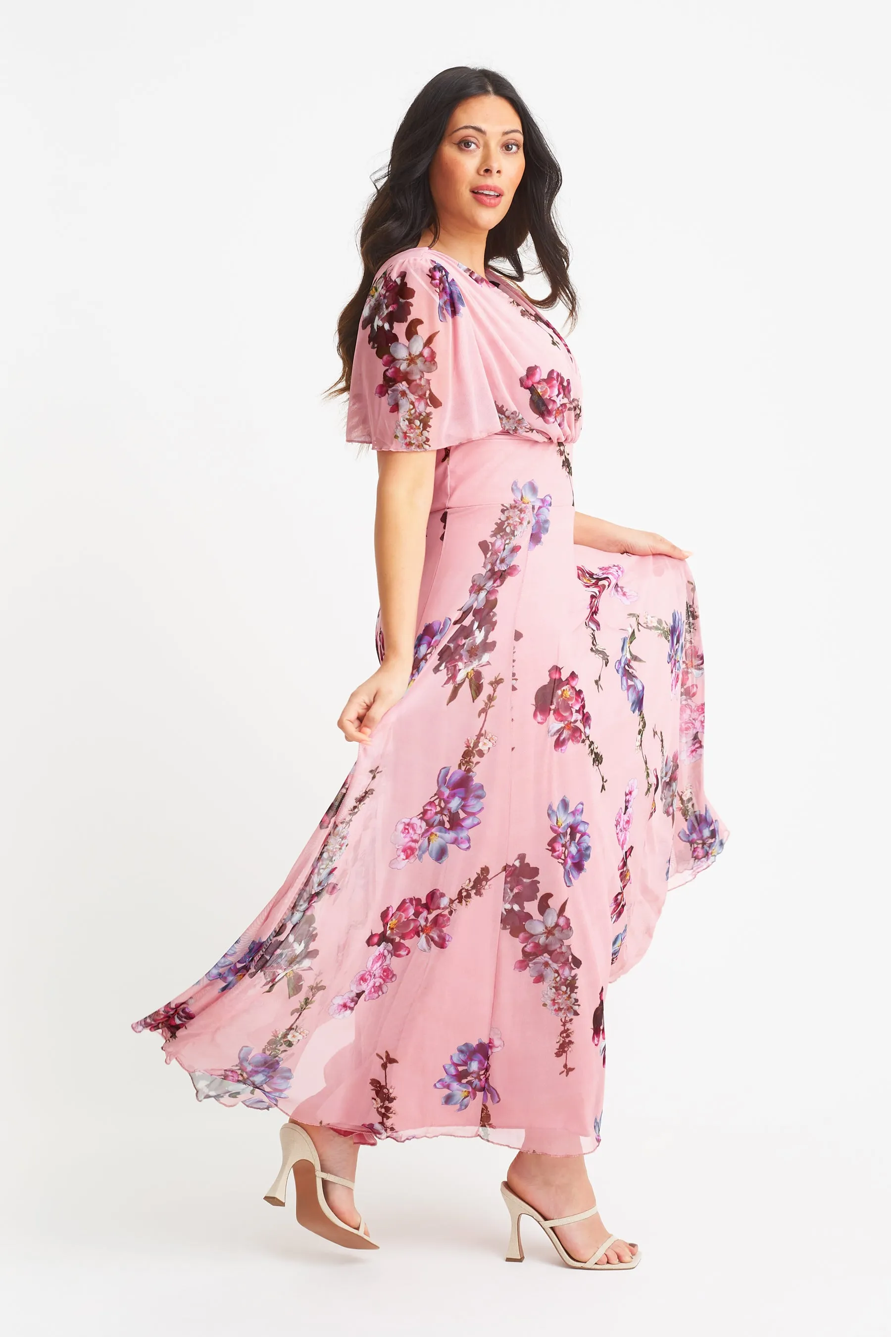 Isabelle Light Pink Float Sleeve Maxi Dress