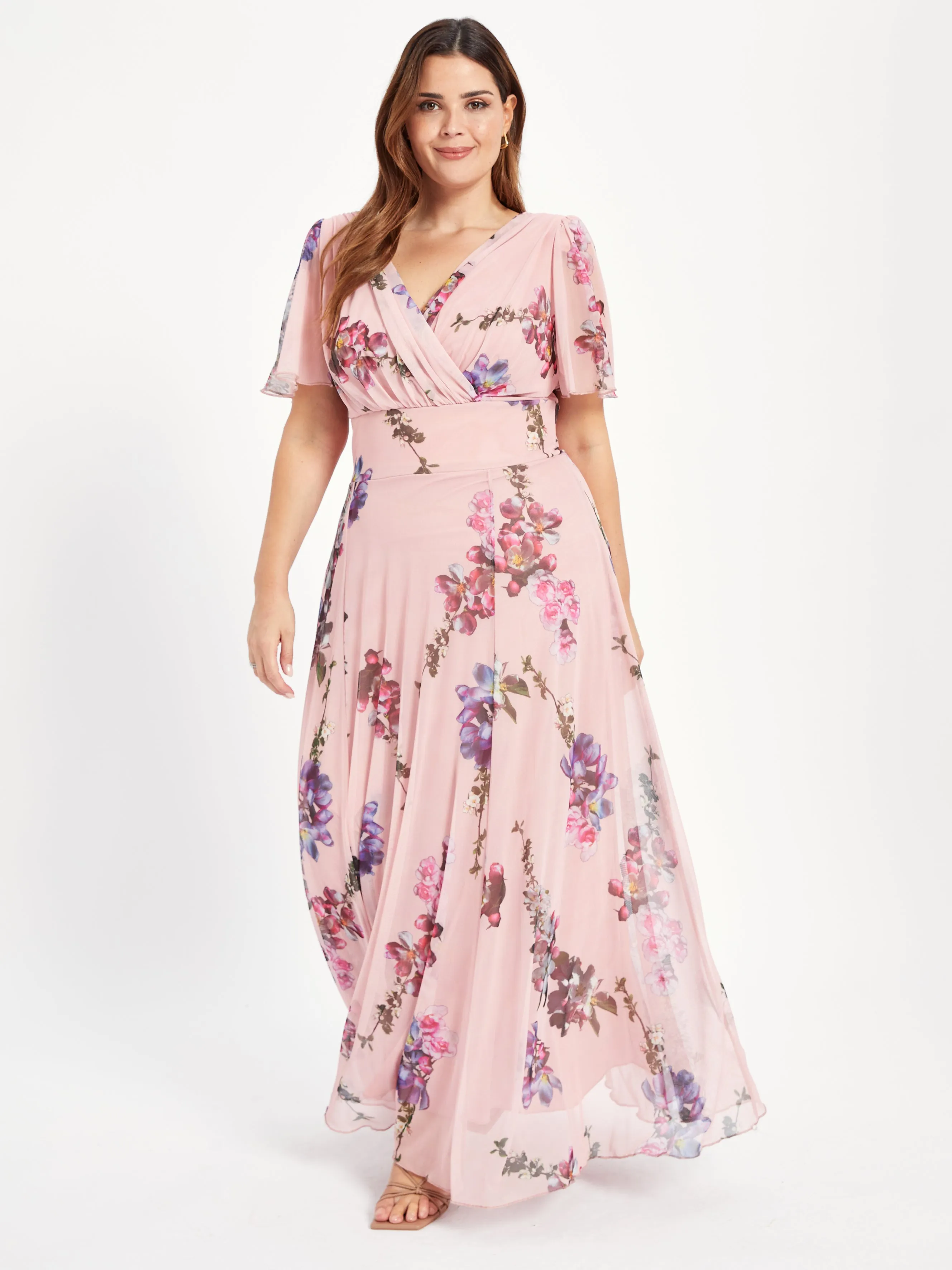 Isabelle Light Pink Float Sleeve Maxi Dress