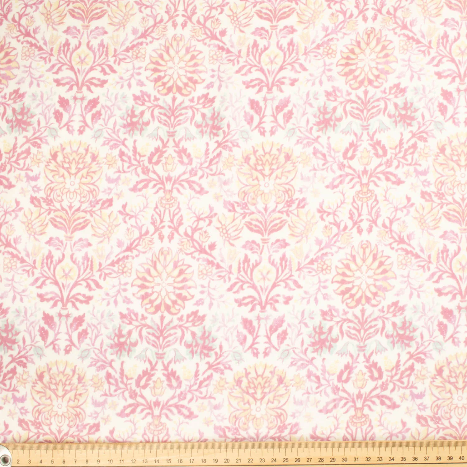 Japanese Printed Cotton Design-23 Pink Florals & Vines on Ivory