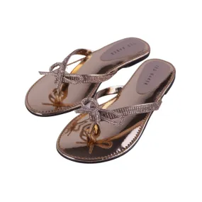 Ladies Sandals With Bow Rhinestone Flat Slides