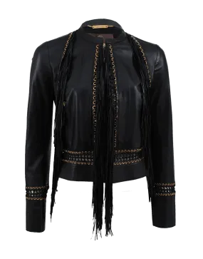 Long Sleeve Fringe Leather Jacket