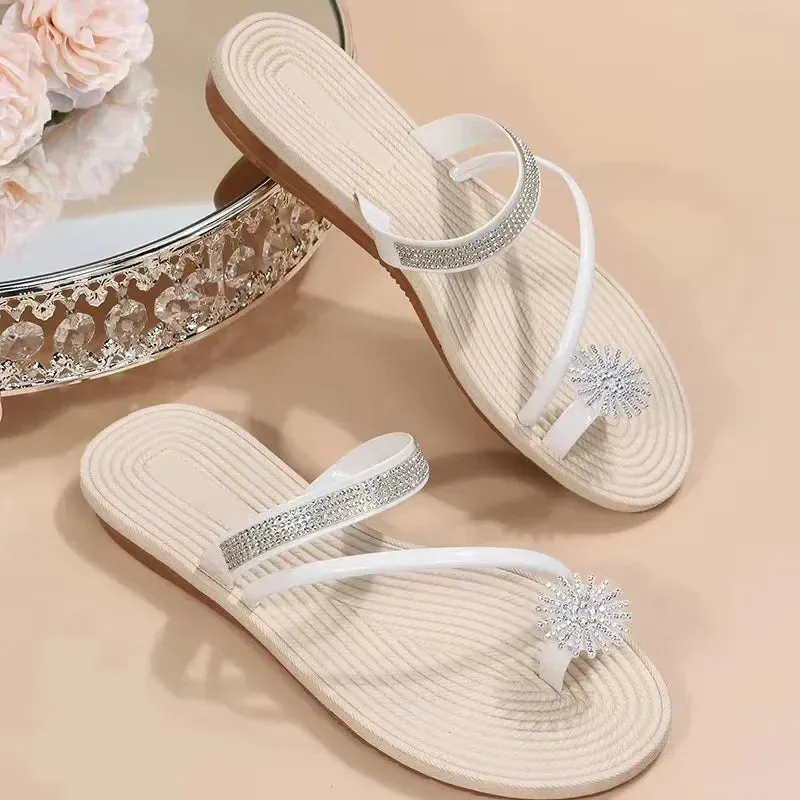 Luxury Rhinestone Flat Sandals