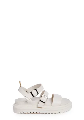 Macy Buckle Strap Sandals - White