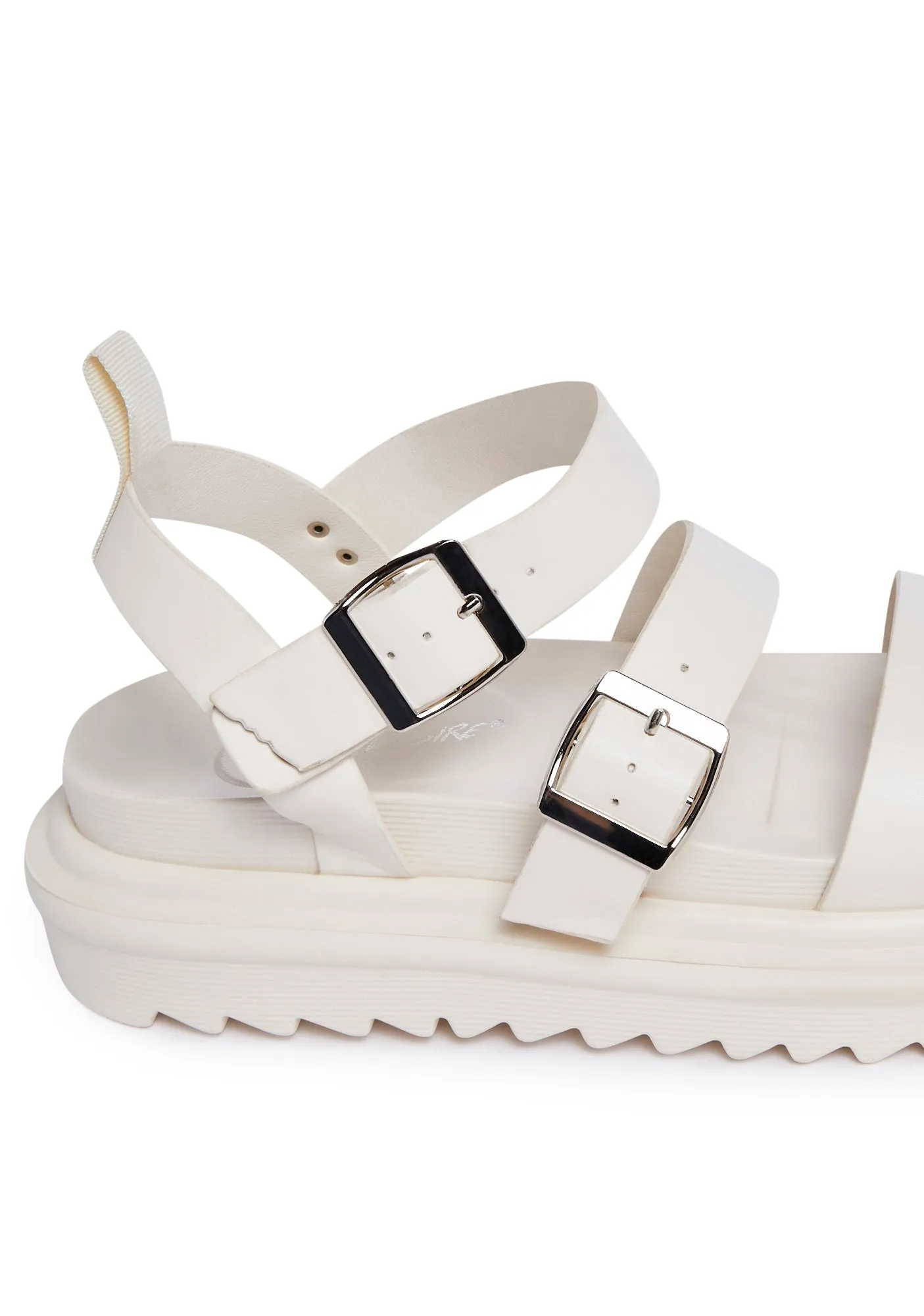 Macy Buckle Strap Sandals - White