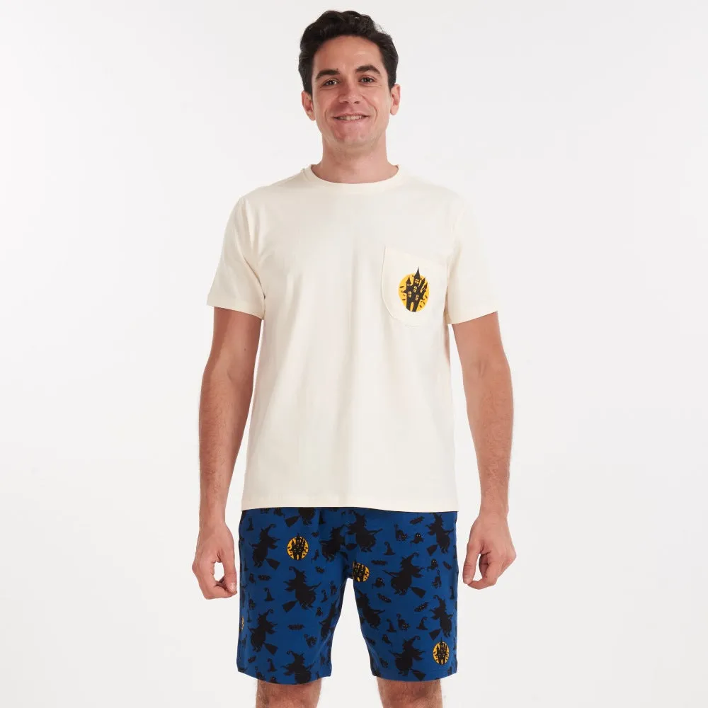 Men summer pajama set Off White T-shirt   Witches shorts