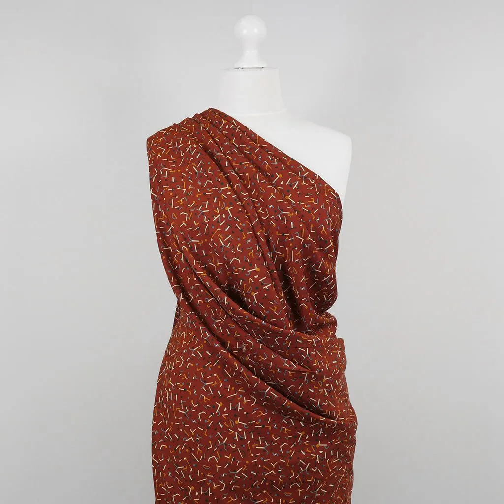 Monroe - Rust, Jumbled Woven Crepe Fabric Sample