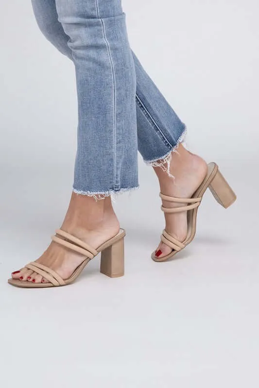 Oasis Society Angela - Nude Strappy Alligator Heels Sandals