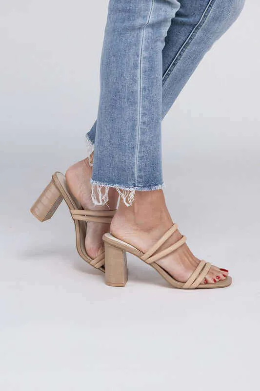 Oasis Society Angela - Nude Strappy Alligator Heels Sandals